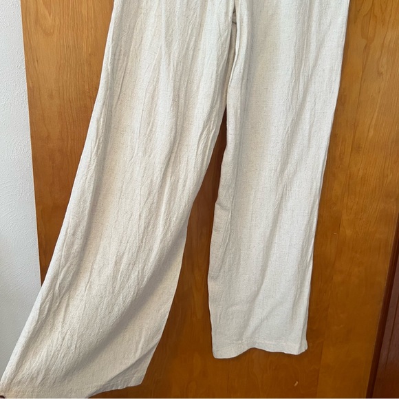 Sienna Sky Cream Wide-Leg Lenin Pants Size S - Picture 6 of 6
